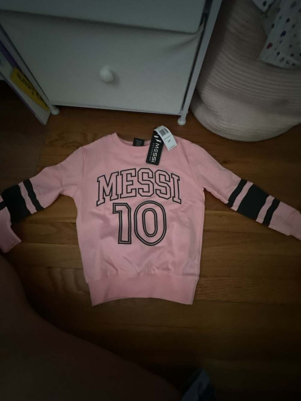 Messi Collection Pink Long Sleeve Crewneck Sweatshirt with 10 Graphic